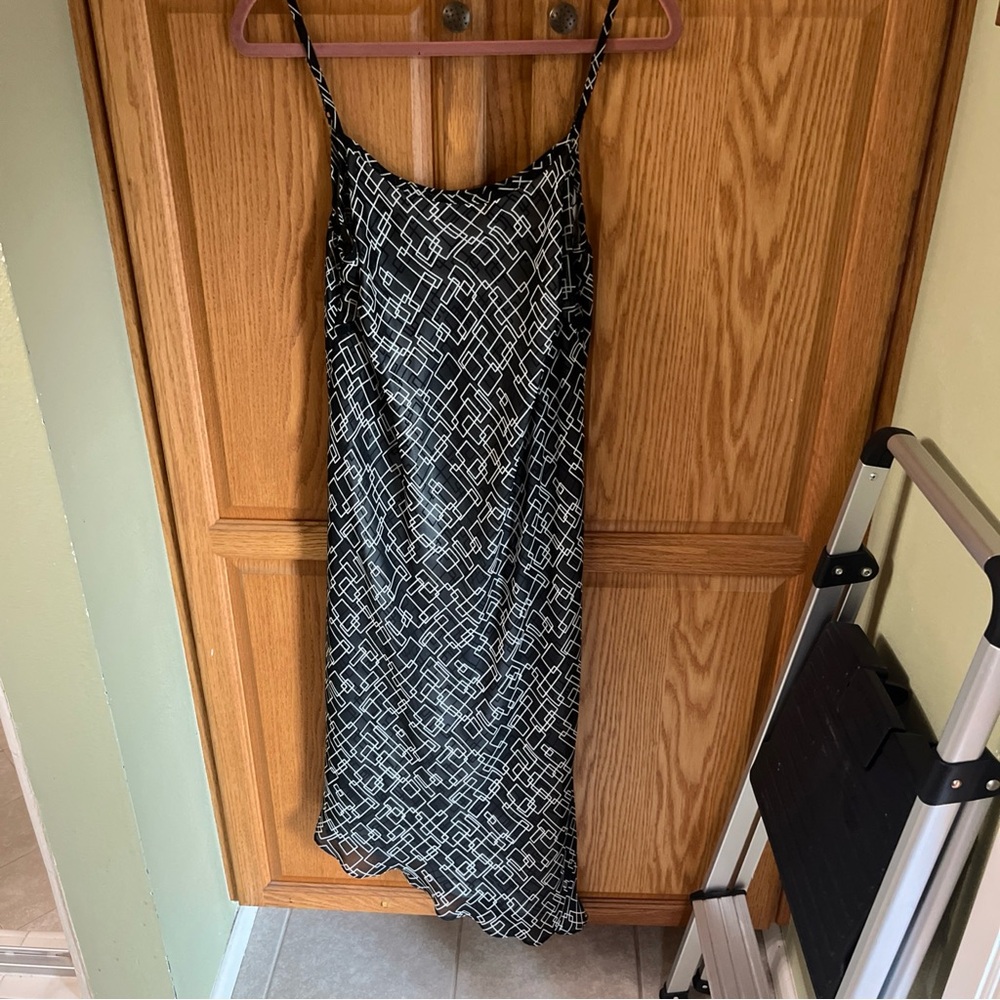 Venezia Elegant Black and White Geometric slip Dress 14/16